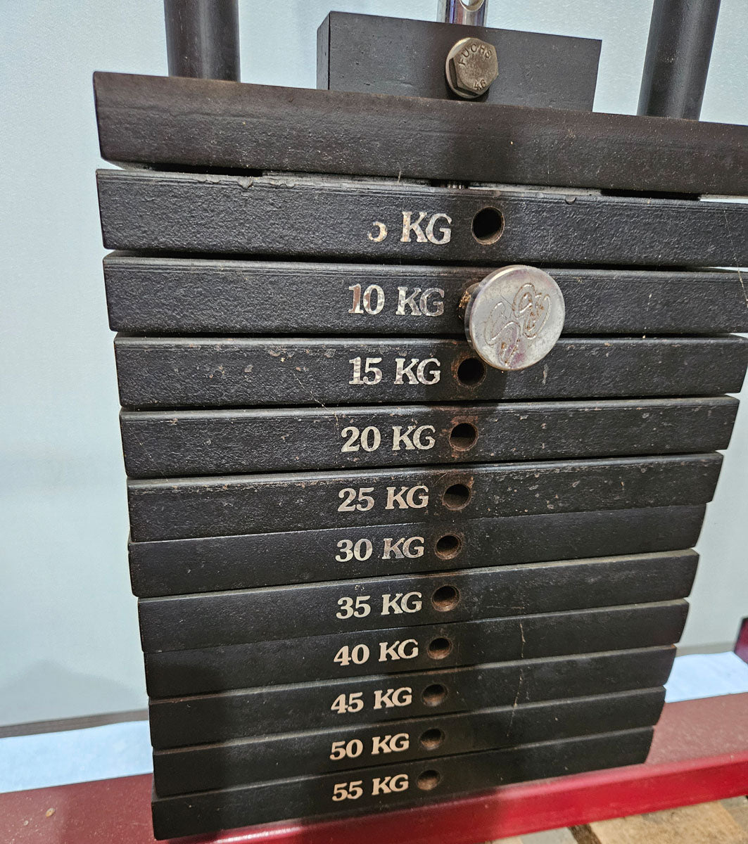 Bruns Multihip, Kickmaschine, Hüftpendel, Oldschool Bodybuilding, Rahmenfarbe Rot, gebraucht mit Gebrauchsspuren