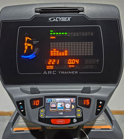 Cybex Arc Trainer 771AT Total Body, cross trainer, elliptical trainer with height-adjustable ramp, stepper, LED and touch display, frame color silver, used - refurbished condition