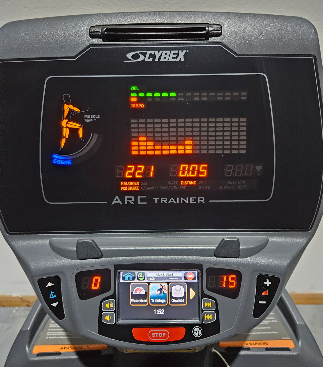 Cybex Arc Trainer 771AT Total Body, cross trainer, elliptical trainer with height-adjustable ramp, stepper, LED and touch display, frame color silver, used - refurbished condition