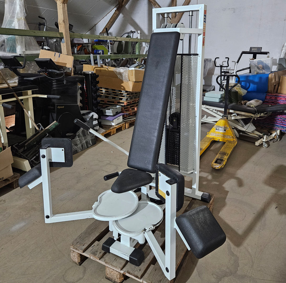 Panatta 2 Geräte im Set = Abduktoren und Adduktorenmaschine, Rahmen Weiß, Oldschool Bodybuilding Kraftgeräte, Fit 2000 Serie, gebraucht mit Gebrauchsspuren