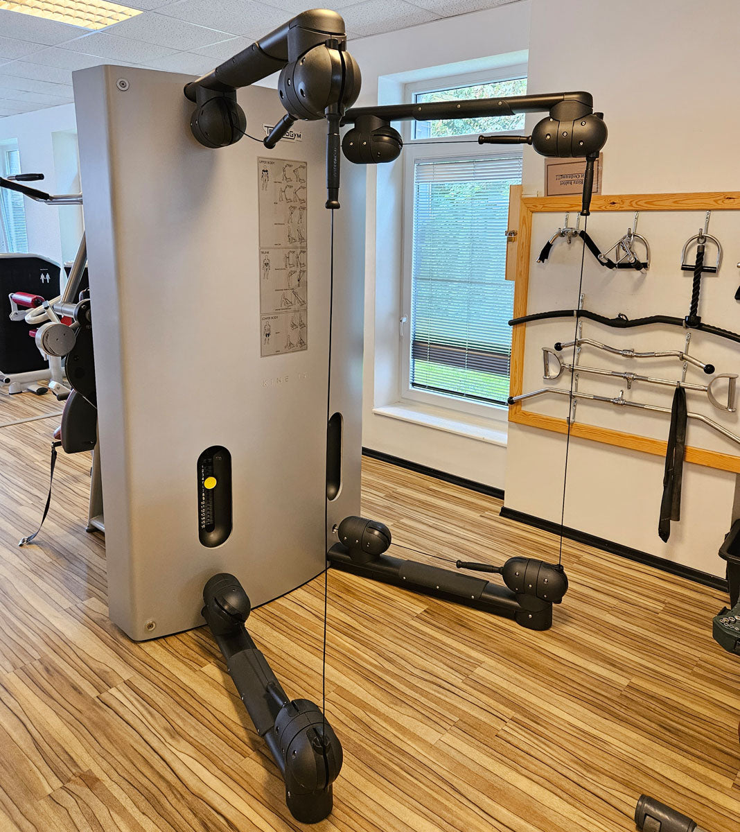 TechnoGym Kinesis One - Multi-station cable pull power station with two weight blocks, used - refurbished condition