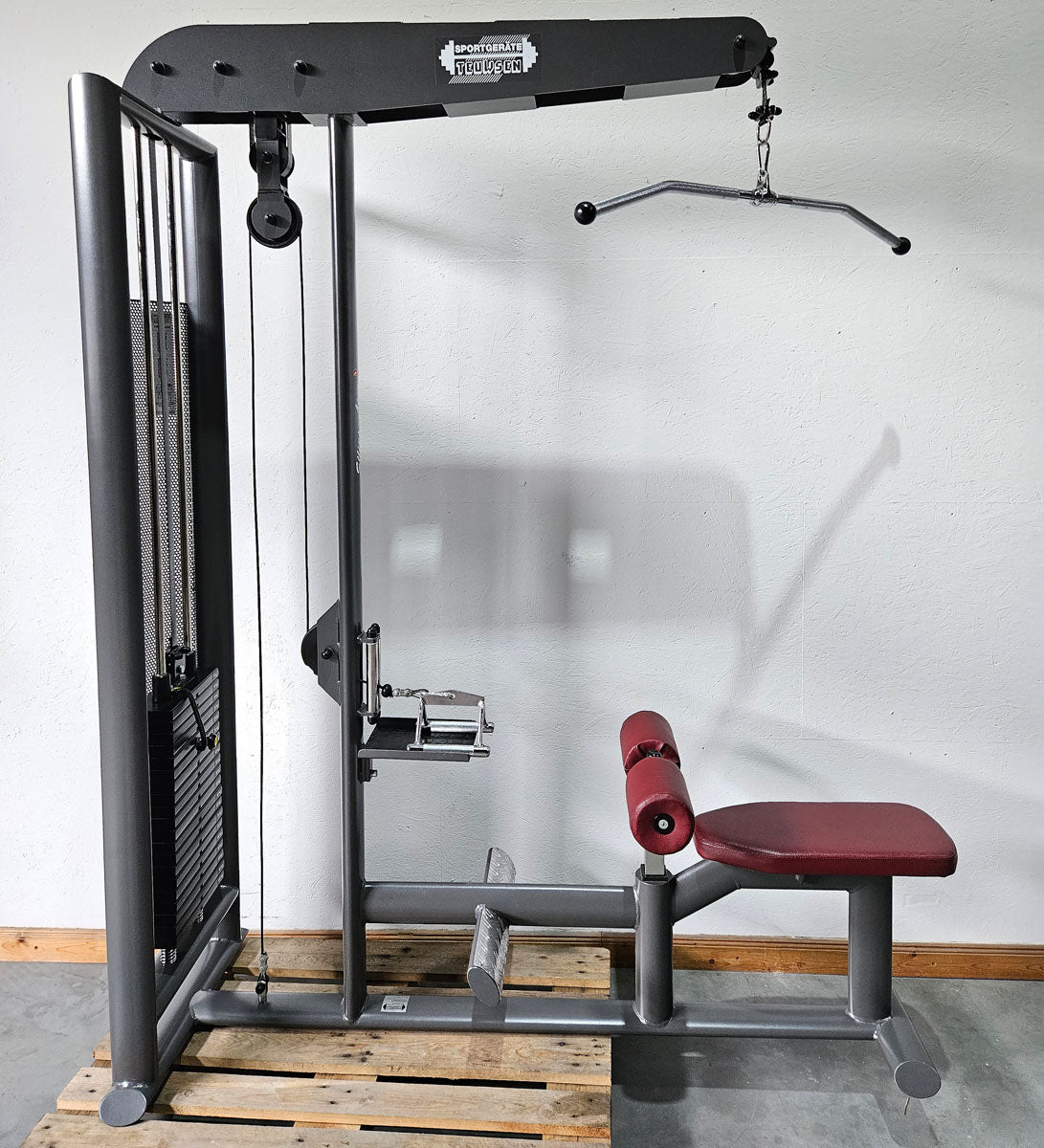 Latzug und Rudern Long Pulley 2 in 1 Kombigerät, Lat-, Ruderzug (Kombigerät) T 492b, Teuwsen Sportgeräte, Rahmen Anthrazit, gebraucht - überholter Zustand
