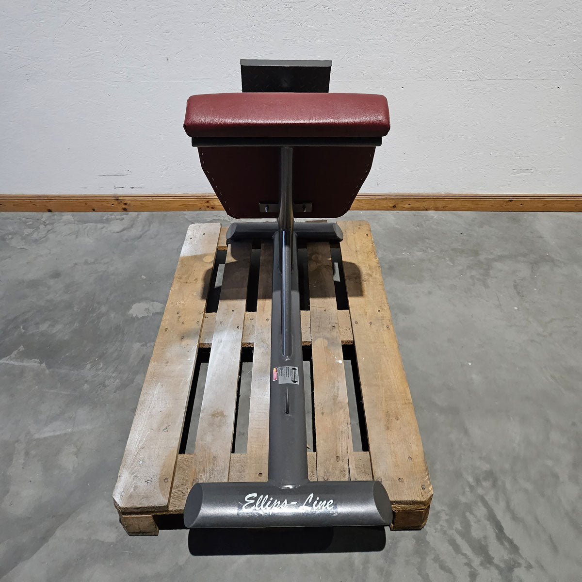 Lumbar trainer similar to Dr. Wolff 307, back extension bench in knee position, hyperextension, T 521, Teuwsen Sportgeräte, frame color anthracite, upholstery color burgundy red, used