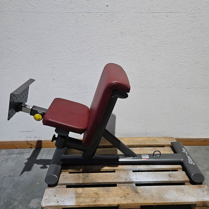 Lumbar trainer similar to Dr. Wolff 307, back extension bench in knee position, hyperextension, T 521, Teuwsen Sportgeräte, frame color anthracite, upholstery color burgundy red, used