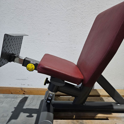 Lumbar trainer similar to Dr. Wolff 307, back extension bench in knee position, hyperextension, T 521, Teuwsen Sportgeräte, frame color anthracite, upholstery color burgundy red, used