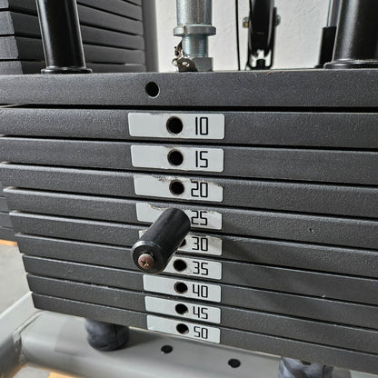 Panatta 5 Stationenturm mit Cable Crossover - Jungle Machine + Cable Station with Connection Bar - 5 Stack Multi Funktionsturm, Rahmenfarbe Silber, gebraucht - geprüfter Zustand