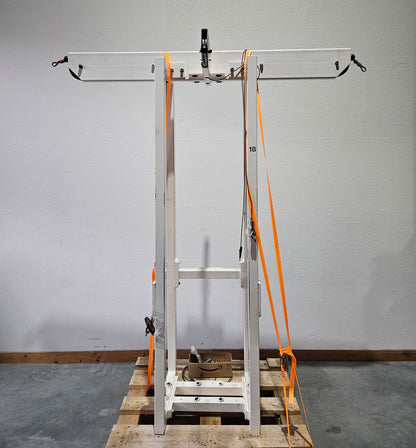Gym80 - 4 station tower with ropes, 4 stack multi station, large weight blocks, frame color white, used - tested condition with visual signs of wear
