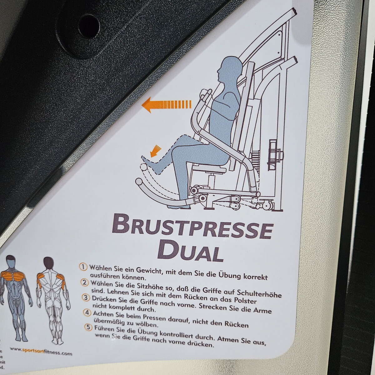 Sportsart Brustpresse DUAL S915 A915 N915, Independent Chest Press, Bankdrückmaschine Bilateral, Rahmenfarbe Silber, gebraucht - überholter Zustand
