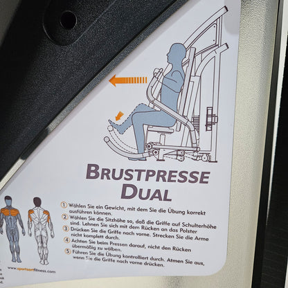 Sportsart Brustpresse DUAL S915 A915 N915, Independent Chest Press, Bankdrückmaschine Bilateral, Rahmenfarbe Silber, gebraucht - überholter Zustand