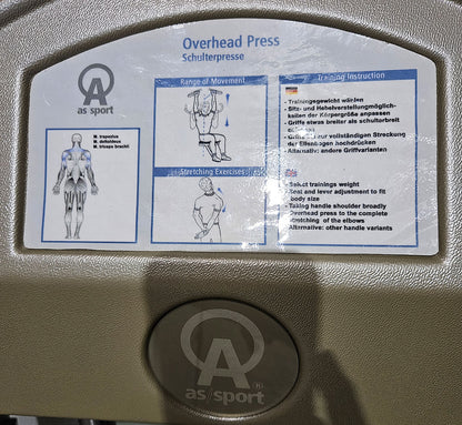 AS Sport bzw Proxowell Schulterpresse, Shoulder Press, Overhead Press, Rahmenfarbe Silber,  gebraucht - überholter Zustand