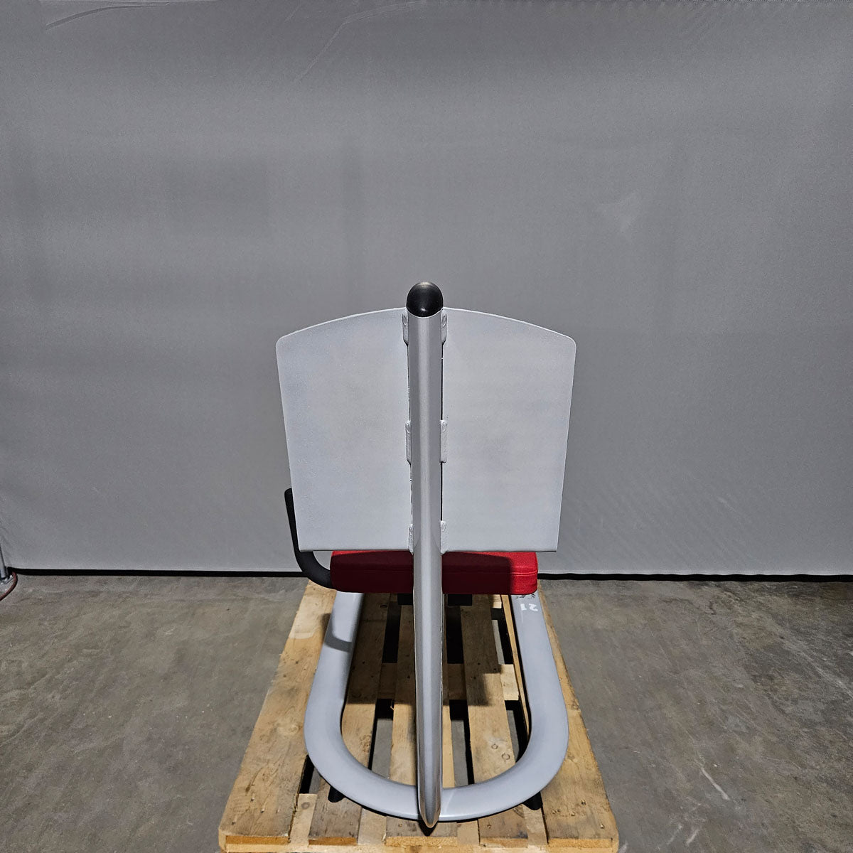 Dr. Wolff Abdominal Trainer 336, abdominal bench, frame color silver, upholstery red, used - refurbished condition