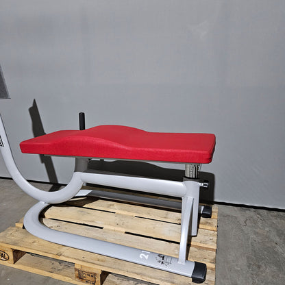Dr. Wolff Abdominal Trainer 336, abdominal bench, frame color silver, upholstery red, used - refurbished condition