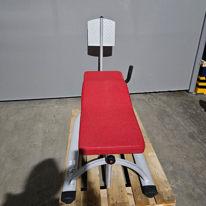 Dr. Wolff Abdominal Trainer 336, abdominal bench, frame color silver, upholstery red, used - refurbished condition