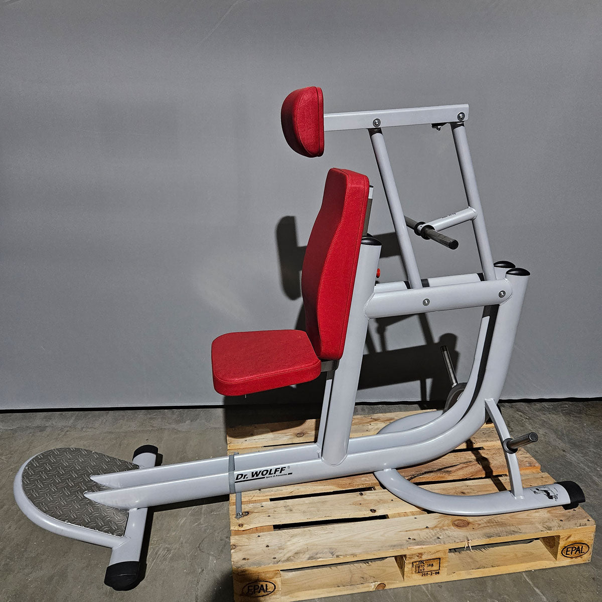 Dr. Wolff Cervex 506, cervical spine trainer, frame color silver, padding red, used - refurbished condition