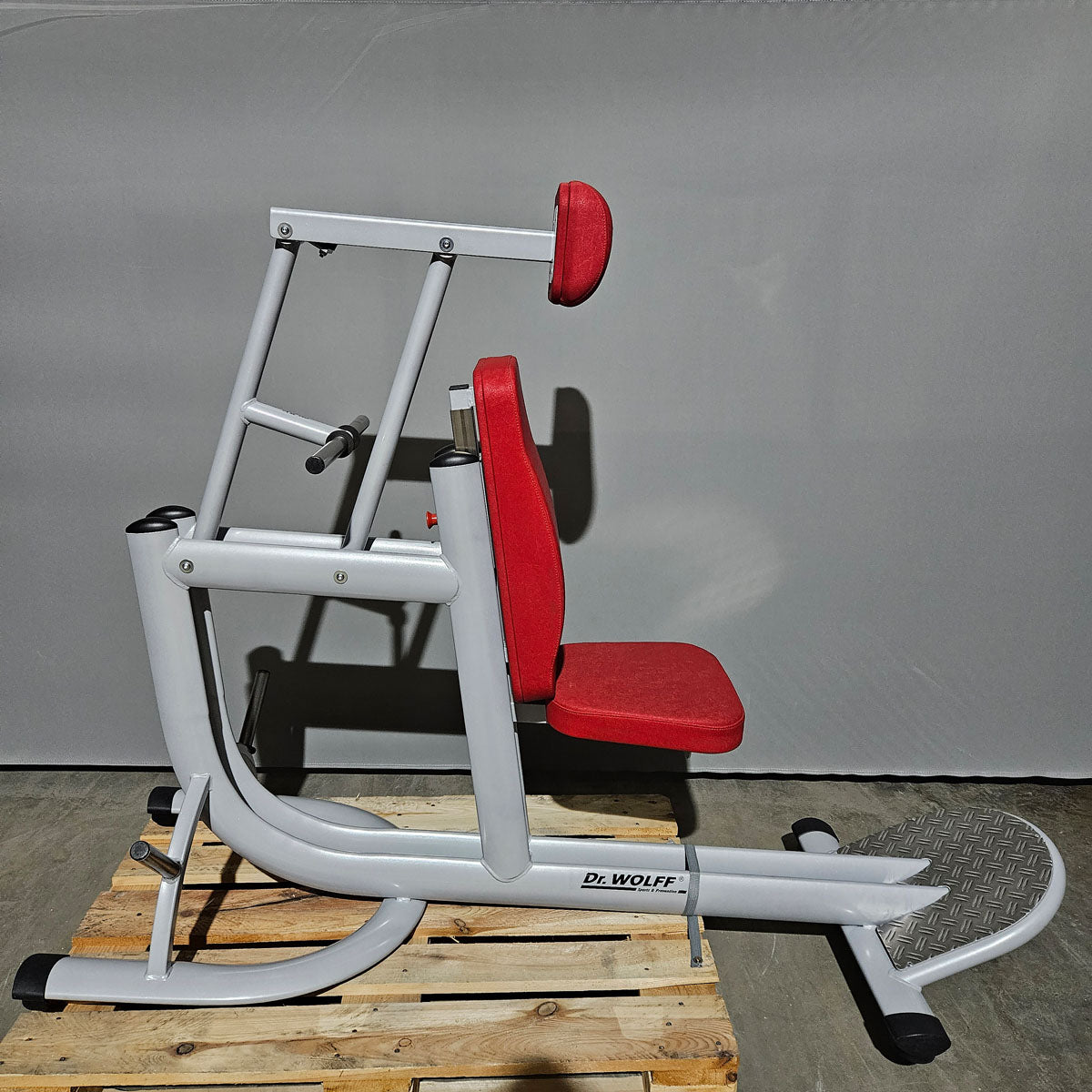 Dr. Wolff Cervex 506, cervical spine trainer, frame color silver, padding red, used - refurbished condition