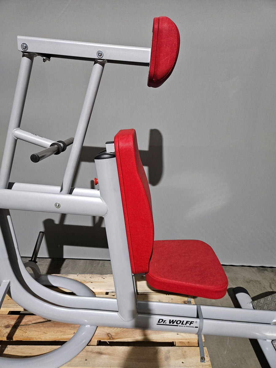 Dr. Wolff Cervex 506, cervical spine trainer, frame color silver, padding red, used - refurbished condition