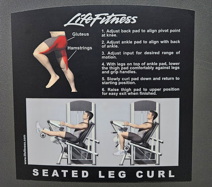Life Fitness Seated Leg Curl, Signature Series, 135kg Weight Block, Silver Frame, Used - Refurbished Condition