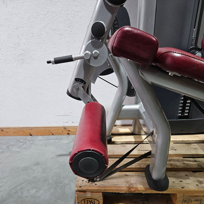 Life Fitness seated leg extension machine, Signature Series, 145 kg weight block, frame color silver, used - refurbished condition
