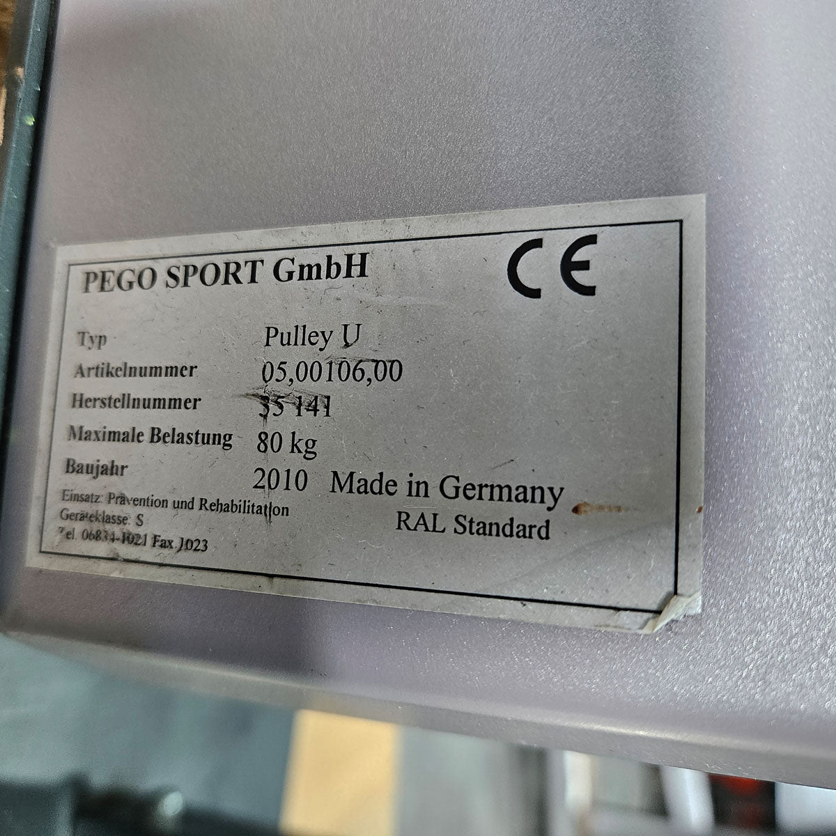 Pego Sport Pulley U, Vertikalzug - Universalzug 80 kg (Wandmodell) Seilzug Kabelzug für Physio und Reha, Made in Germany - gebraucht - überholter Zustand