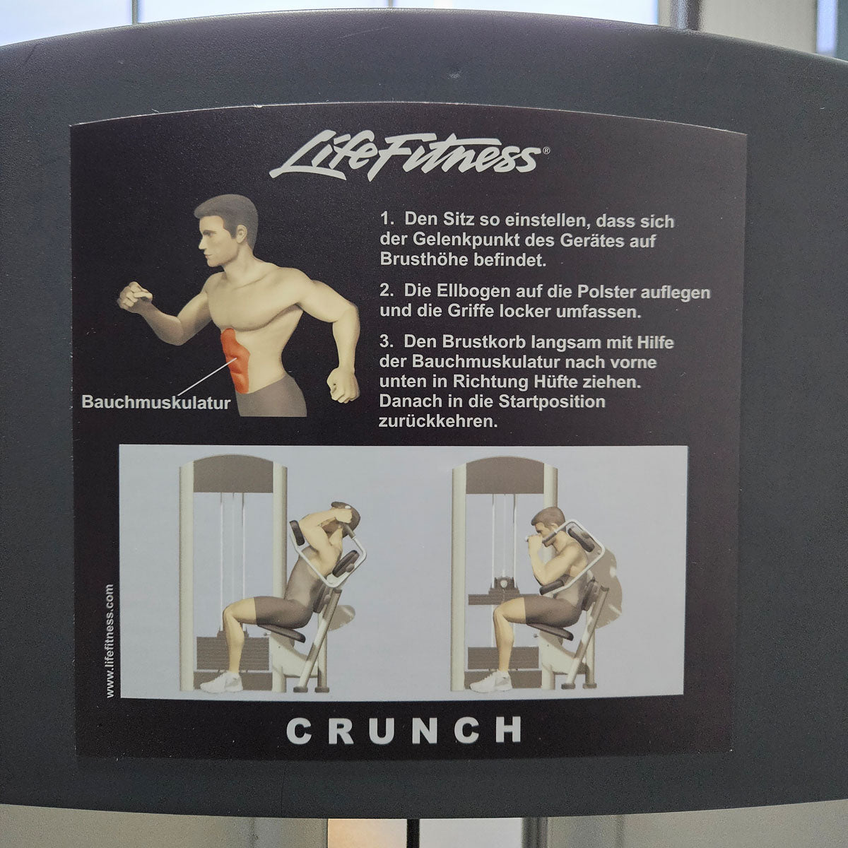 Life Fitness Abdominal Crunch, Bauchmaschine, Bauchmuskelmaschine, Abs Crunch, Signature Series, Rahmenfarbe Silber, gebraucht - überholter Zustand