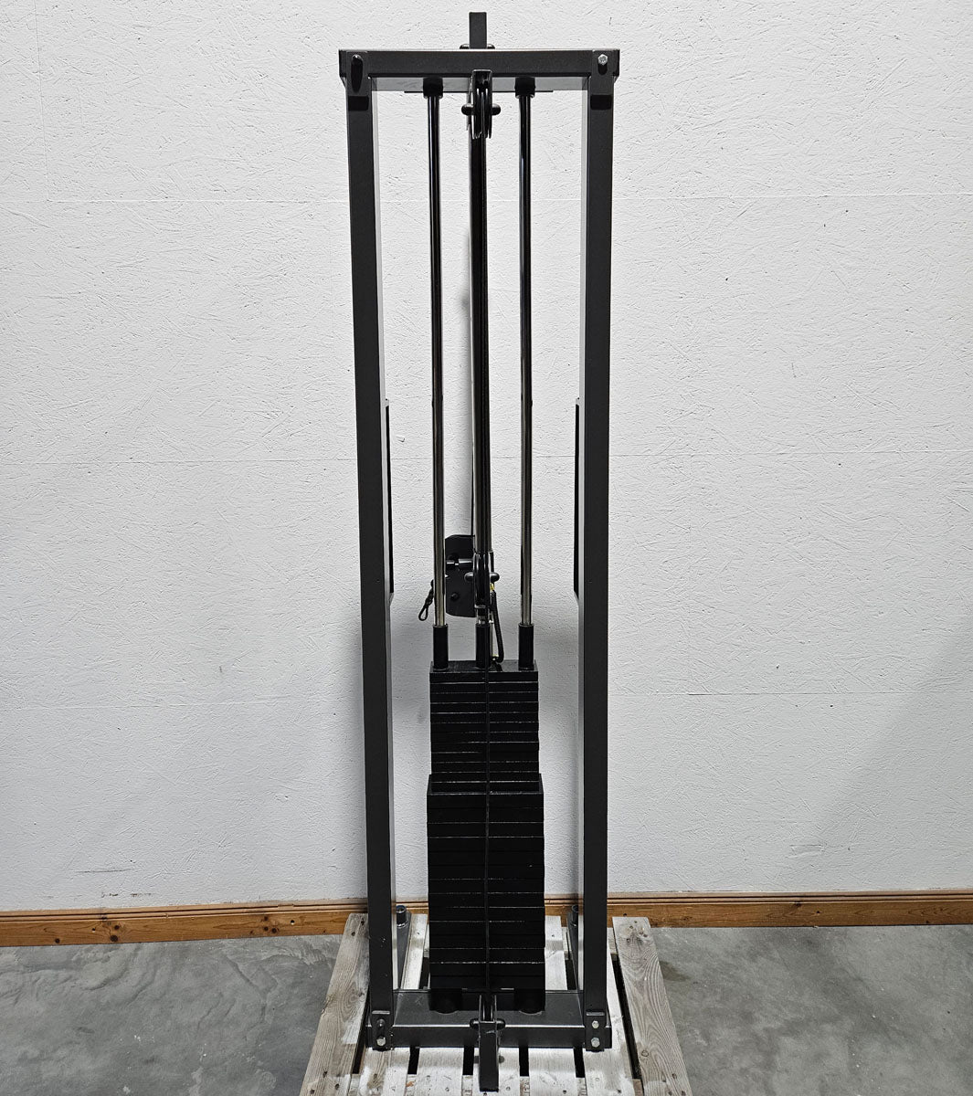 Cable pulley height adjustable, cable pulley, pulling device 100 kg, Teuwsen Sportgeräte, frame anthracite, used - tested condition