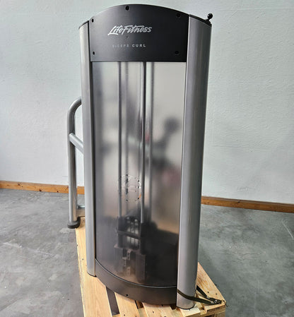 Life Fitness Armbeuger, Bizepsmaschine, Biceps Curl Machine, Bilateral, drehbare Griffe, Signature Series, Rahmenfarbe Silber, gebraucht - überholter Zustand