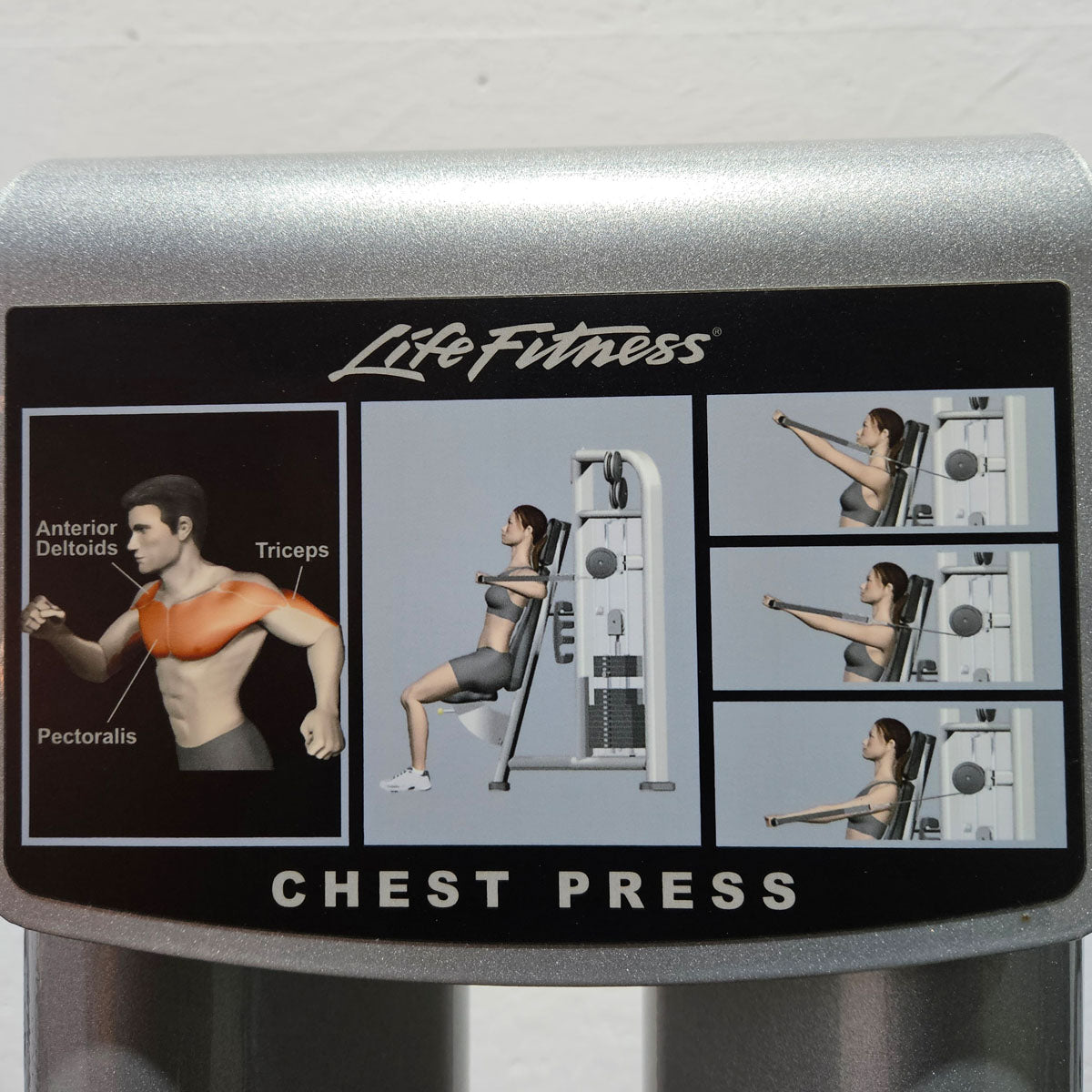 Life Fitness Chest Press, Bankdrückmaschine Dual Bilateral, Brustpresse mit drehbaren Griffen, Signature Series, Rahmenfarbe Silber, gebraucht - überholter Zustand