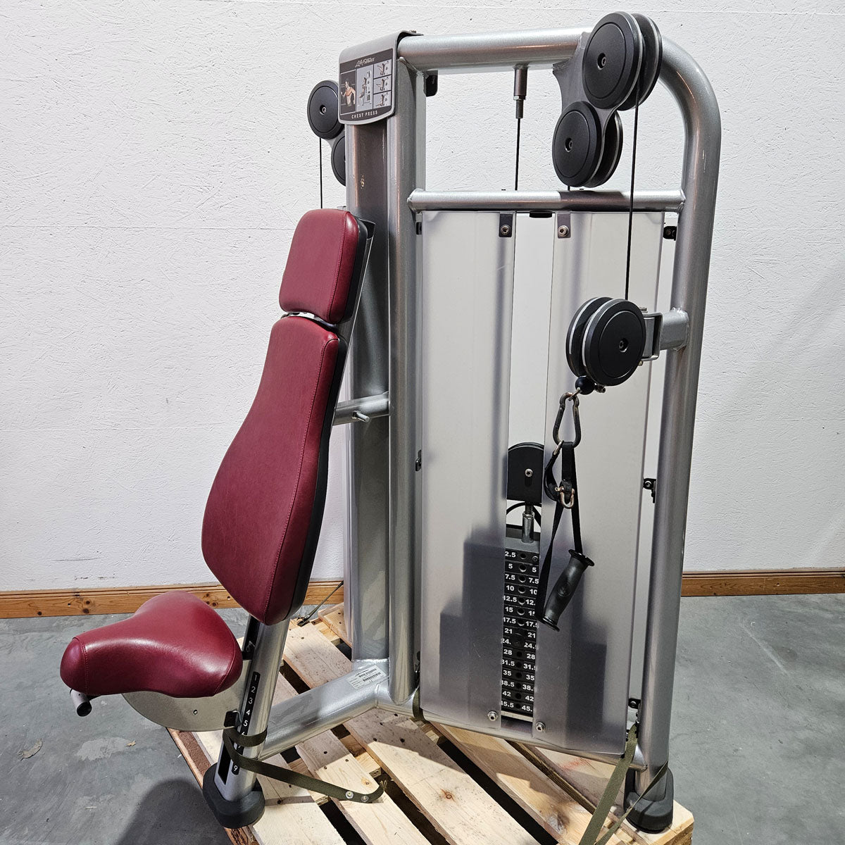 Life Fitness Chest Press, Bankdrückmaschine Dual Bilateral, Brustpresse mit drehbaren Griffen, Signature Series, Rahmenfarbe Silber, gebraucht - überholter Zustand