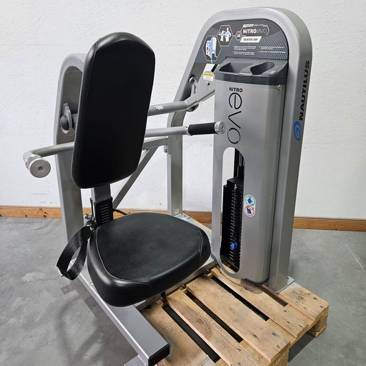 Nautilus Nitro EVO Seated Dip Machine, Dips Triceps Machine, Arm Extension Support Press, Frame Color Silver, Used - Refurbished Condition