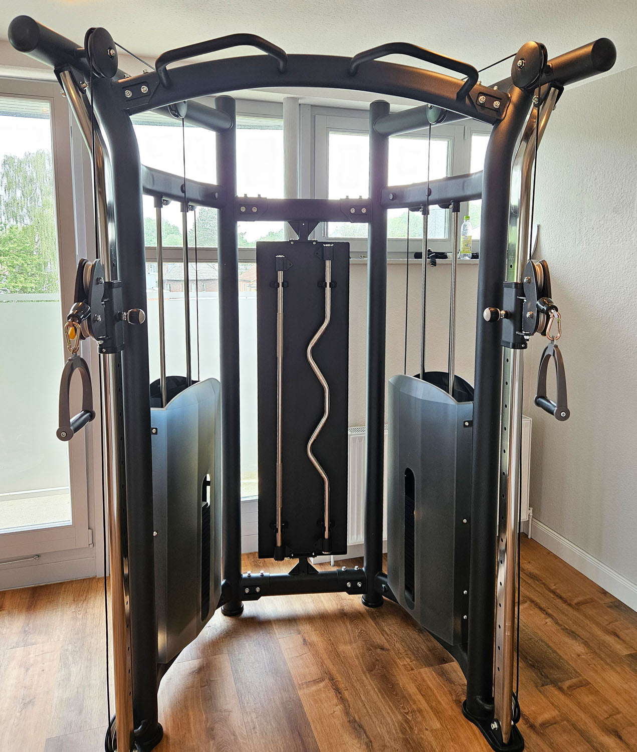 DankSport Enger Doppel Kabelzug höhenverstellbar - Dual adjustable Cable Pulley - 2x 100kg Gewichtsblöcke - Silber und Schwarz - NEU
