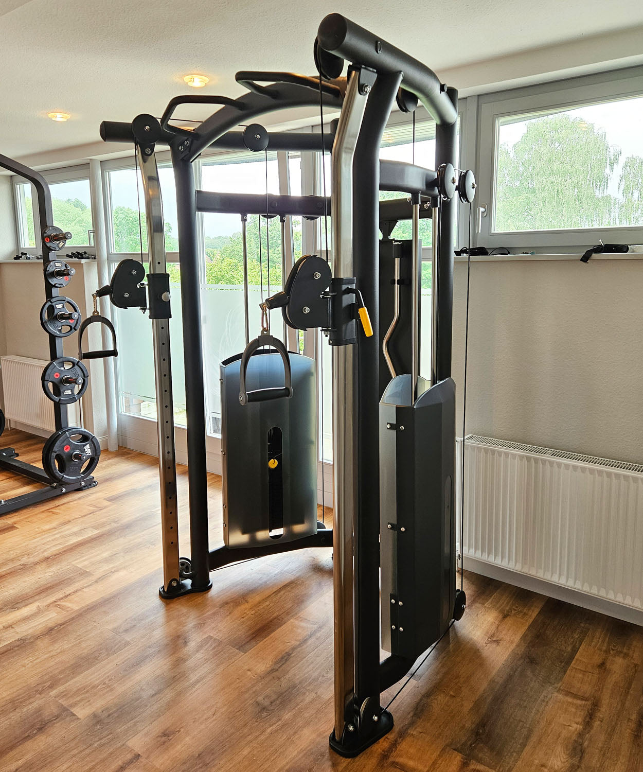 DankSport Enger Doppel Kabelzug höhenverstellbar - Dual adjustable Cable Pulley - 2x 100kg Gewichtsblöcke - Silber und Schwarz - NEU