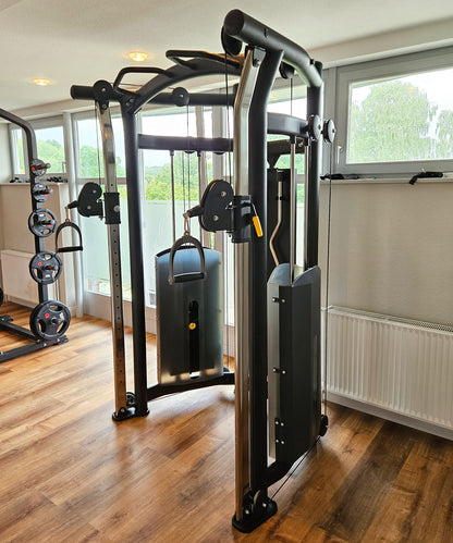 DankSport Enger Doppel Kabelzug höhenverstellbar - Dual adjustable Cable Pulley - 2x 100kg Gewichtsblöcke - Silber und Schwarz - NEU
