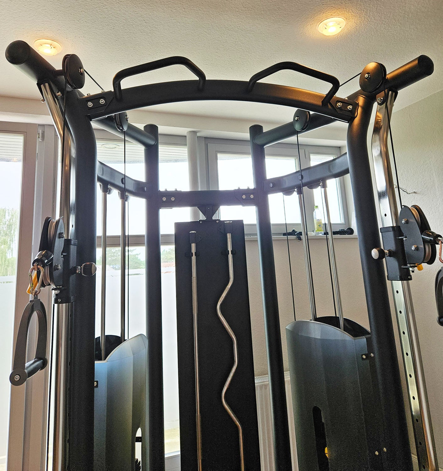 DankSport Enger Doppel Kabelzug höhenverstellbar - Dual adjustable Cable Pulley - 2x 100kg Gewichtsblöcke - Silber und Schwarz - NEU