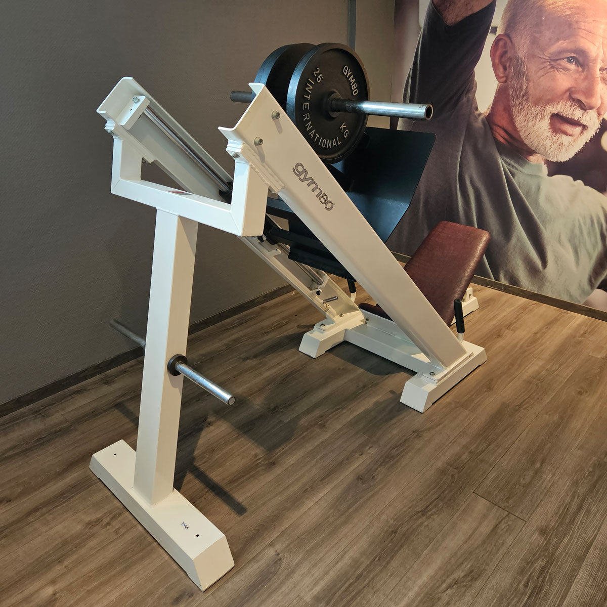 Gym80 Leg Press 45 Degrees, Plate Loaded Leg Press, Similar to Pure Kraft 4023, Frame Color White, Used - Tested Condition