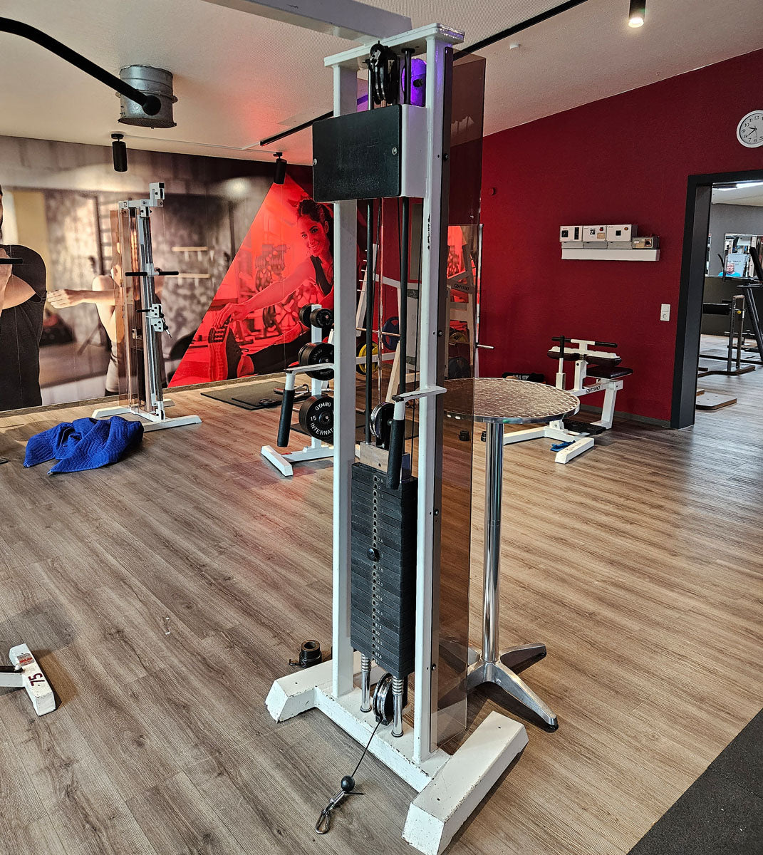 Gym80 - 2x Kabelzug, Cable Crossover, Seilzug von oben und unten, Oldschool Bodybuilding, Rahmenfarbe Weiß, gebraucht - geprüfter Zustand mit Gebrauchsspuren