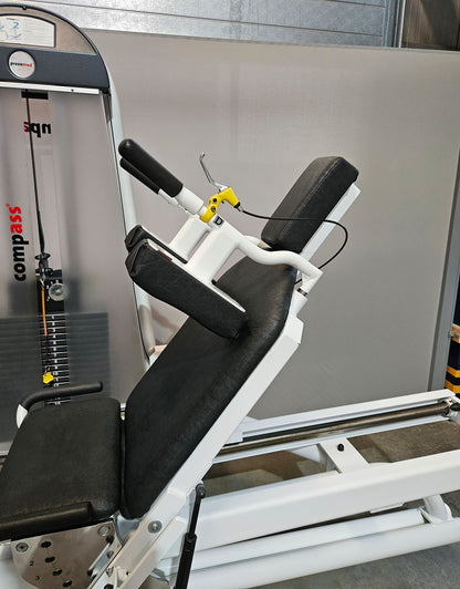 Proxomed Funktionsstemme Compass 530, Beinpresse verstellbar, MPG, Reha, Rahmenfarbe Weiß, Polster Schwarz, gebraucht - überholter Zustand