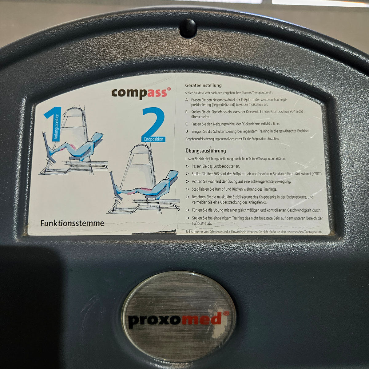 Proxomed Funktionsstemme Compass 530, Beinpresse verstellbar, MPG, Reha, Rahmenfarbe Weiß, Polster Schwarz, gebraucht - überholter Zustand
