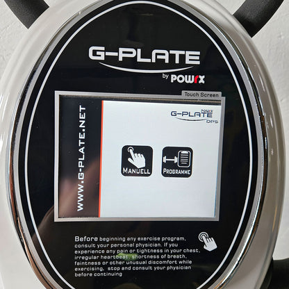 G-Plate by POWRX, Vibrationsplatte mit Luftfederung, Touchscreen Display, Farbe Weiß, gebraucht - geprüfter Zustand