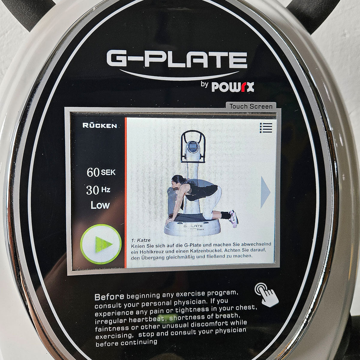 G-Plate by POWRX, Vibrationsplatte mit Luftfederung, Touchscreen Display, Farbe Weiß, gebraucht - geprüfter Zustand