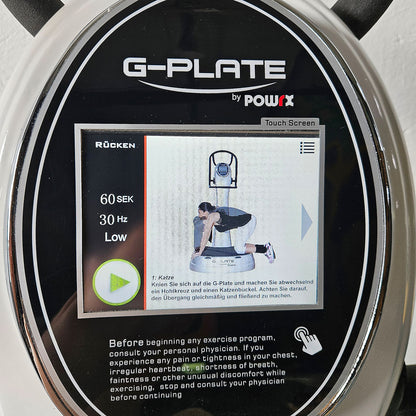 G-Plate by POWRX, Vibrationsplatte mit Luftfederung, Touchscreen Display, Farbe Weiß, gebraucht - geprüfter Zustand
