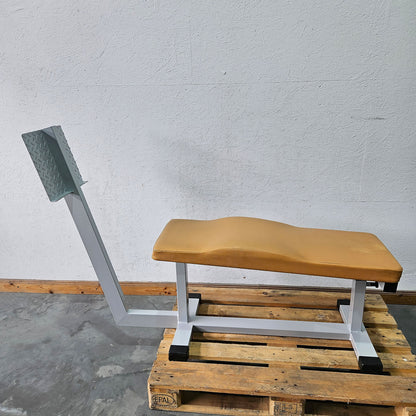 Dr. Wolff Abdominal Trainer 335, abdominal bench with footrest, frame color silver, upholstery color orange, used - refurbished condition