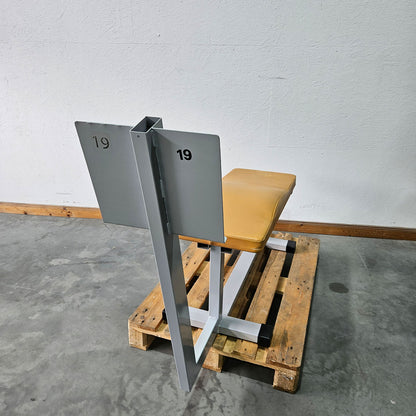 Dr. Wolff Abdominal Trainer 335, abdominal bench with footrest, frame color silver, upholstery color orange, used - refurbished condition