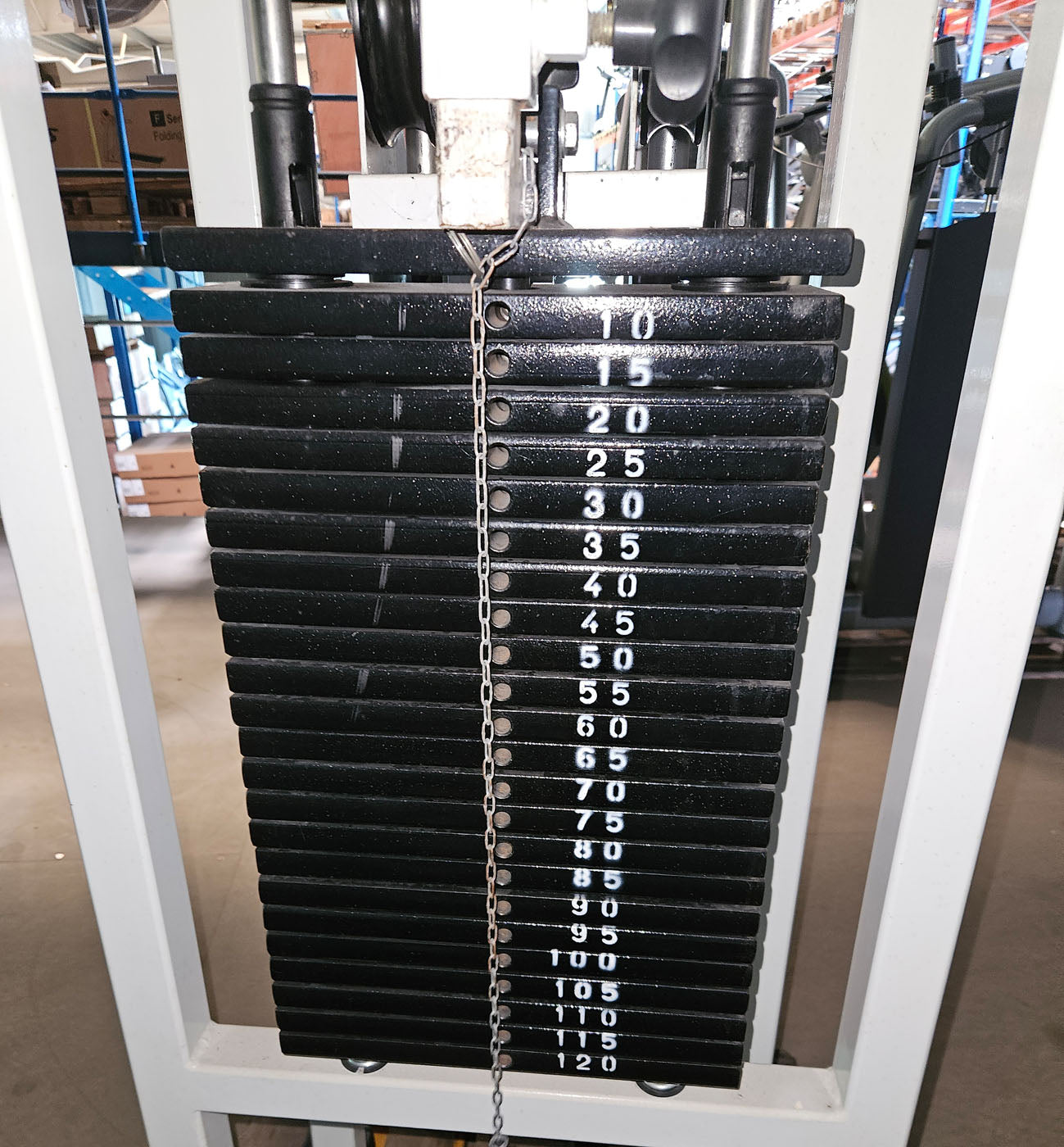 Panatta Wadenmaschine stehend, Calf Machine, Basic Line, Wadenpresse, Oldschool Bodybuilding, Rahmenfarbe Weiß, gebraucht mit Gebrauchsspuren, geprüfter Zustand