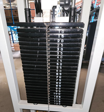 Panatta Wadenmaschine stehend, Calf Machine, Basic Line, Wadenpresse, Oldschool Bodybuilding, Rahmenfarbe Weiß, gebraucht mit Gebrauchsspuren, geprüfter Zustand