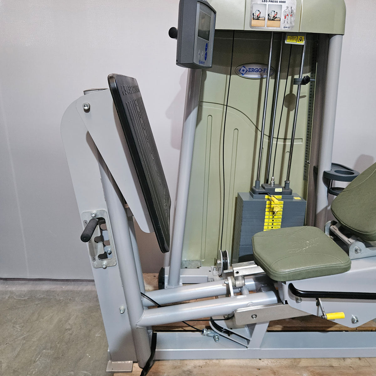 Ergo-Fit functional leg press, adjustable, 172.5 kg weight block, 4000 S MED series, MPG, rehab, frame color silver, used - refurbished condition