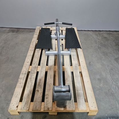 Gym80 Sygnum T-Bar Row Rowing Station - Similar to Pure Kraft 4018 Rowing Machine or 4138 Floor Barbell - Plate-loaded Strength Equipment Rowing, Silver Frame, Used - Refurbished Condition
