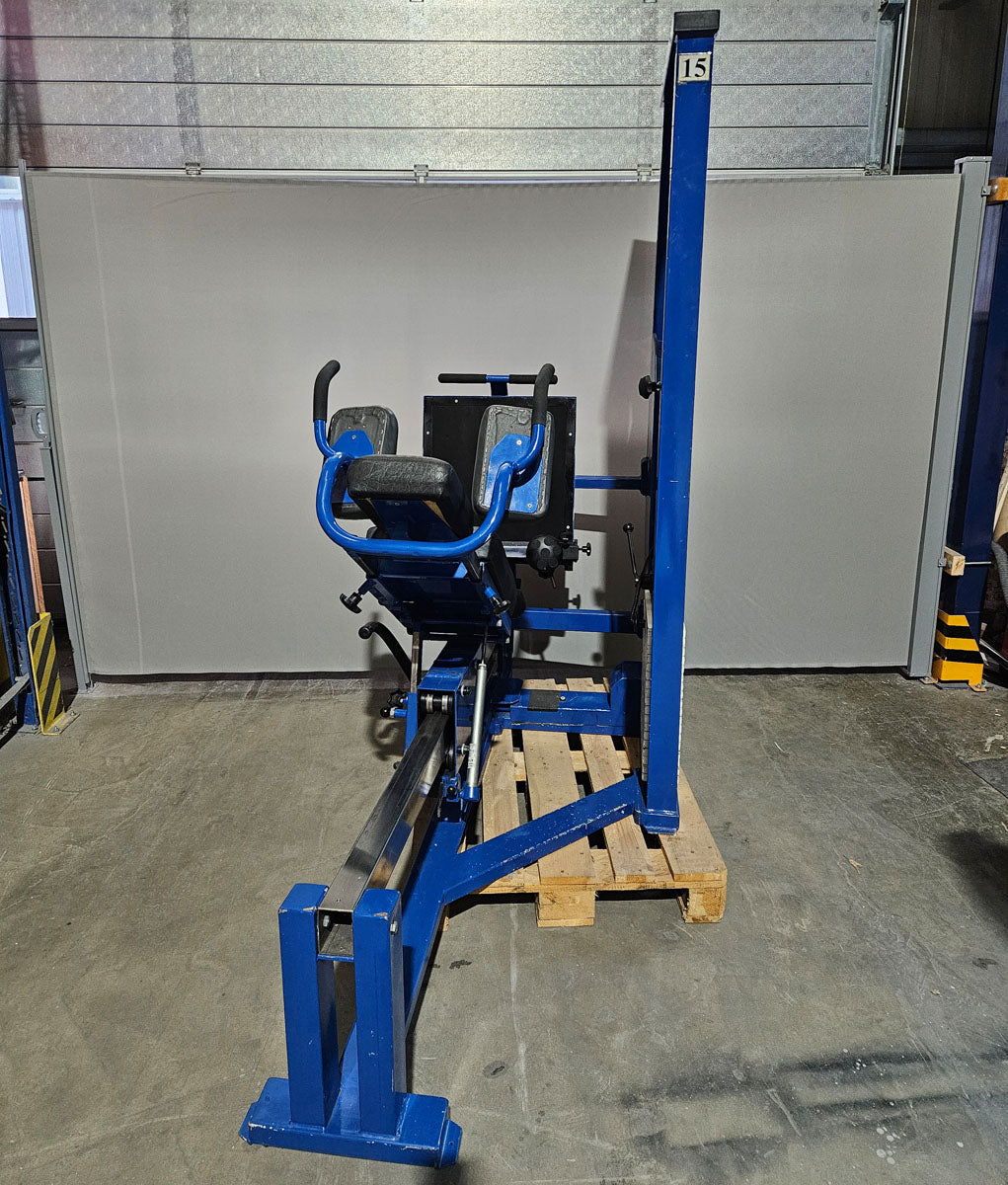 MKB Keller functional press, leg press adjustable sitting - lying, tilting gyroscope, 170kg weight block, color blue, used - tested condition with visual signs of wear