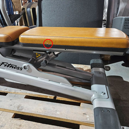 Life Fitness Multi-Adjustable Bench SMAB, Signature Series, frame color silver, upholstery color orange, used - refurbished condition