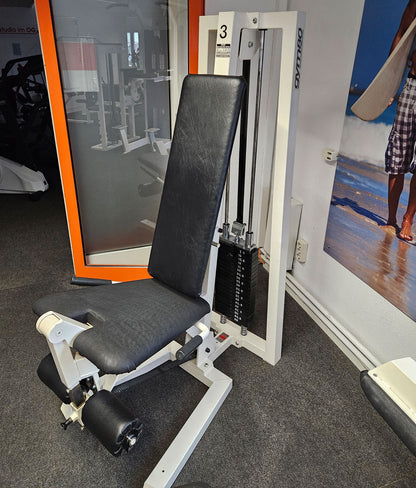 Gym80 seated leg extension, old school bodybuilding strength machine - Edition or Classic Line, frame color white, used with signs of wear