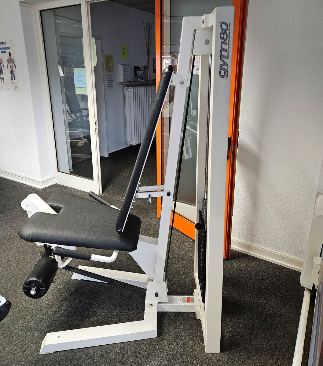 Gym80 seated leg extension, old school bodybuilding strength machine - Edition or Classic Line, frame color white, used with signs of wear